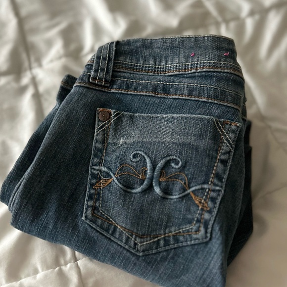 Candies Vintage 2000s Y2K Ultra Low-Rise Straight Leg Jeans Embroidered Size 3 - Picture 7 of 7